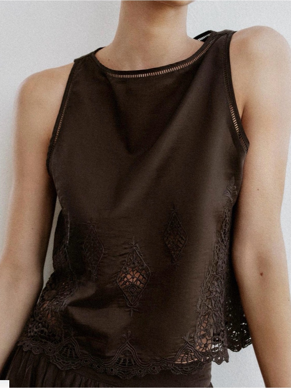Zara embroidered lace insert top